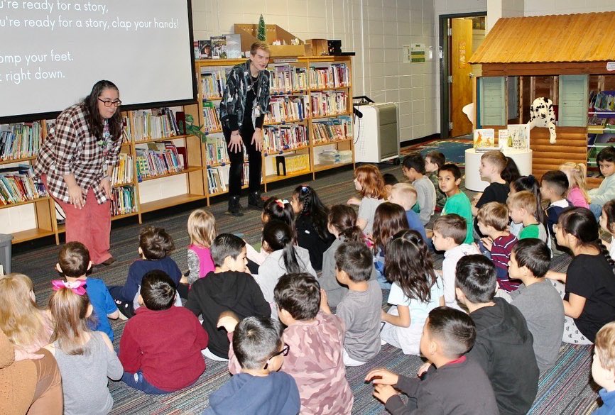 On #WorldReadAloudDay our kindergarten & 1st grade learners were surprised with a story time by our friends from the @HallLib Our story time honors the memory & birthday of Former First Lady of Georgia Sandra Deal.  #thedealfoundation #literacyforhall #GeorgiaLibraries