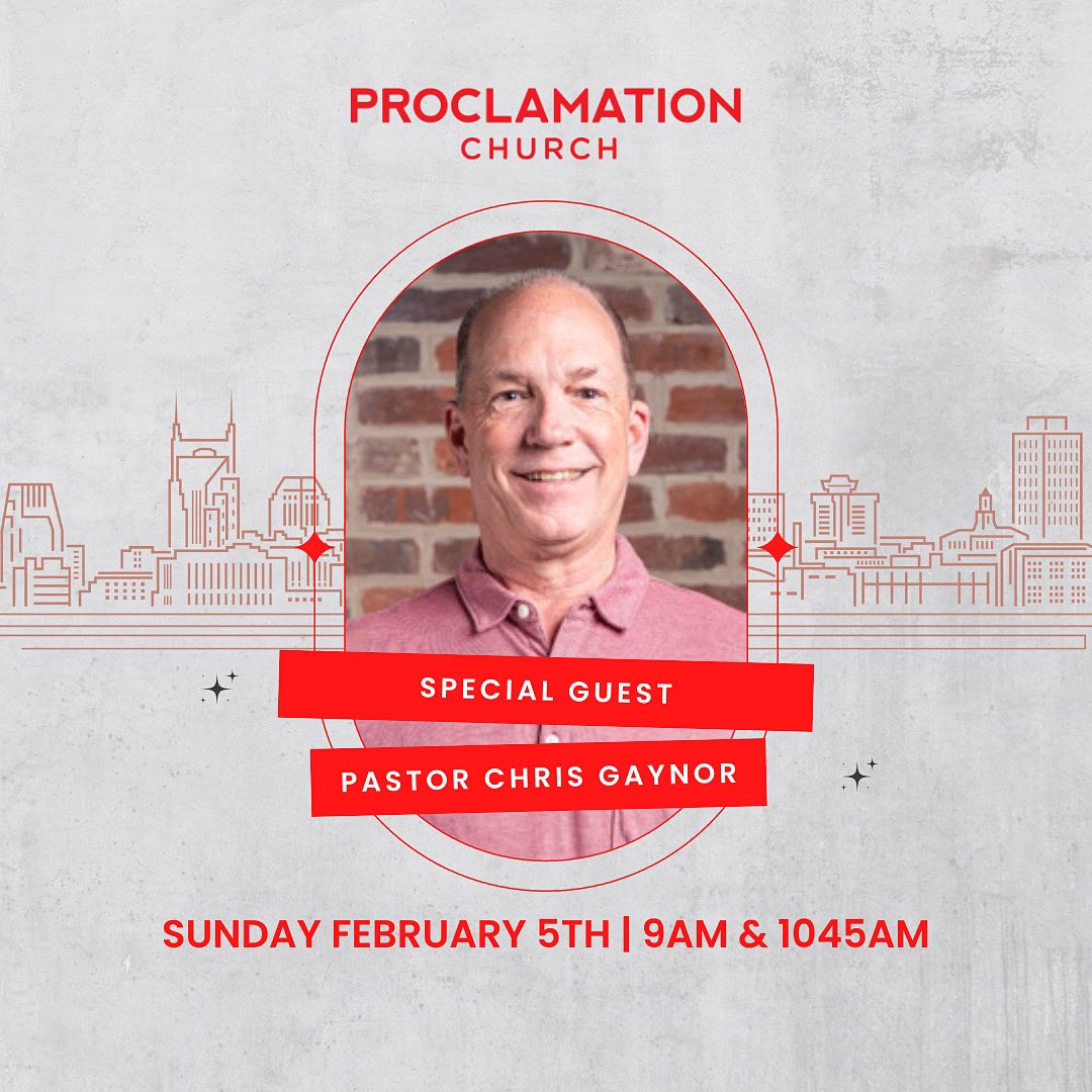 ProclamationTN's tweet image. We are excited to have Pastor Chris Gaynor from @summitrdu preaching this weekend! Join us this Sunday at either our 9:00am or 10:45am service. We hope to see you there.