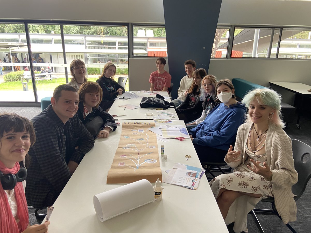 Swinburne_SSSC's tweet photo. For Orientation week, Meiki's mentor group created a birthday tree, with everyone's birthdays represented by a leaf or flower on the tree. 

From 90s cassette tapes, to favourite foods, the images selected reflected each students unique identity. https://t.co/Pqzwk3Y6cf
