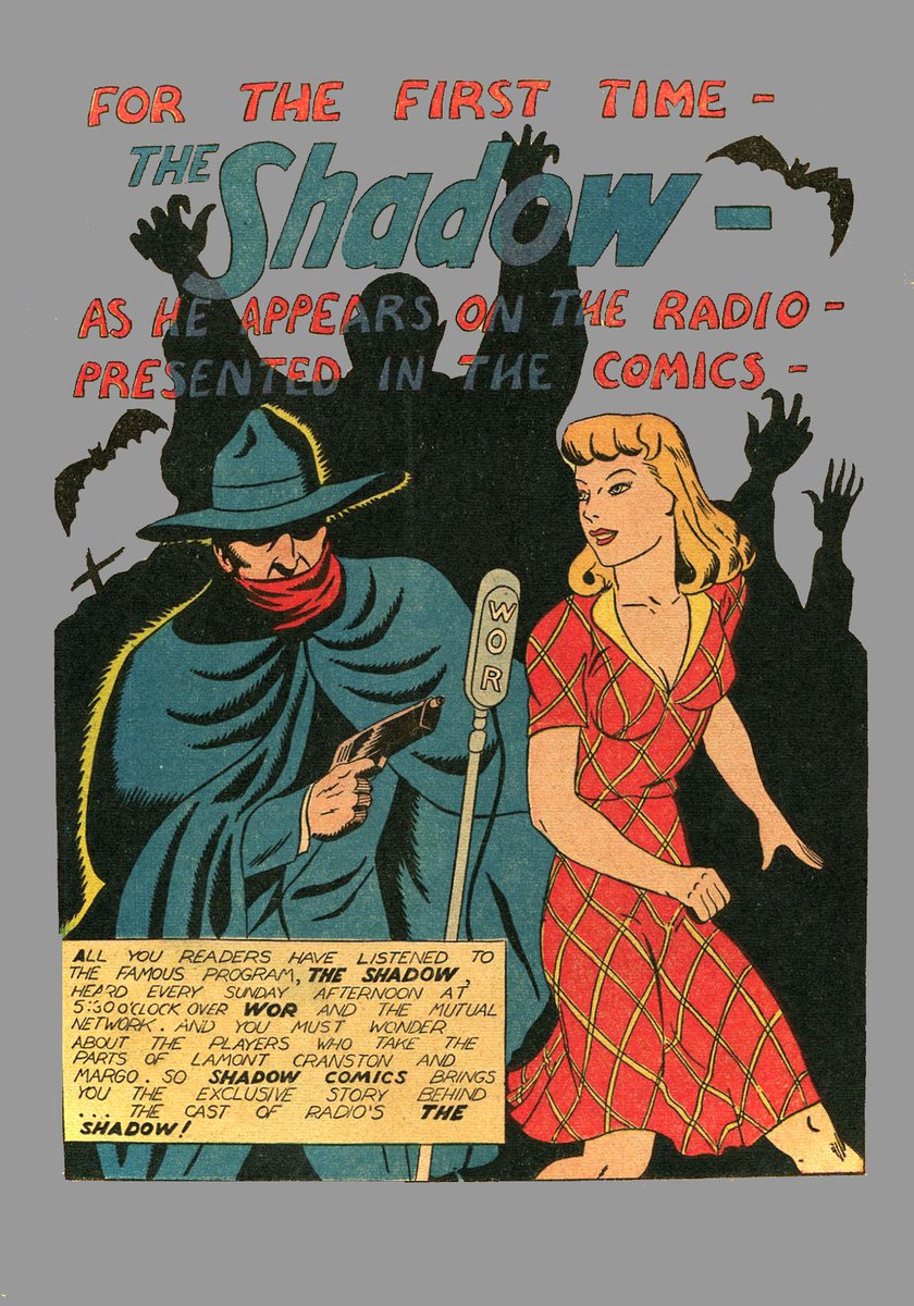 HeroesUnited_4's tweet photo. The #Shadow! #ShadowComics Vol 1 #23 (February 1943)- #StreetAndSmith - #TheShadow #ComicsArt by Jack Binder... " The Shadow as he appears on the radio - presented in the comics" (I added gray background) "The weed of crime bears bitter fruit." #CrimeDoesNotPay. #TheShadowKnows! https://t.co/kzo1OJIr4i