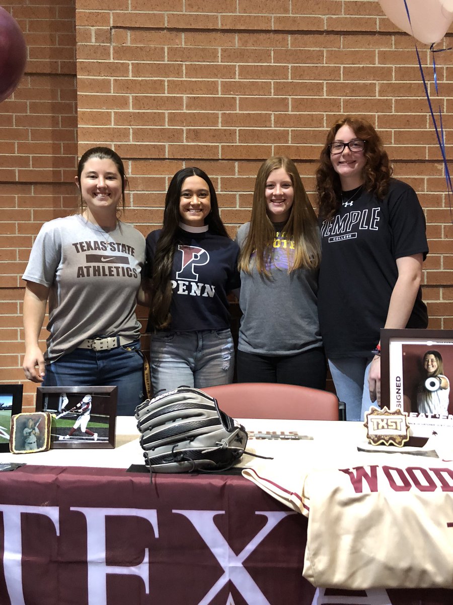 CyWoodsSoftball's tweet photo. Congratulations to Haley Vance, Megan Huang, Hailey Summers, and Haley Crawford for signing today to move on to play at the next level. #CyWoods212 #CW_Athletics https://t.co/8z52gQfm3Q