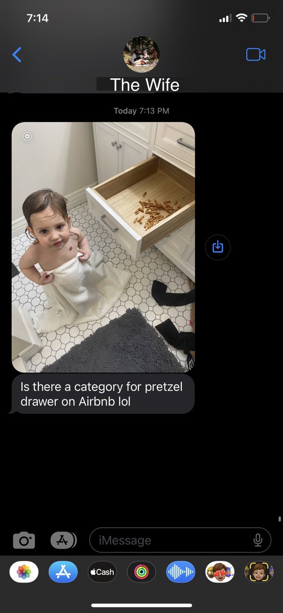 Texts from your Co-Host spouse. #airbnb snack drawer #toddlers #strtwit