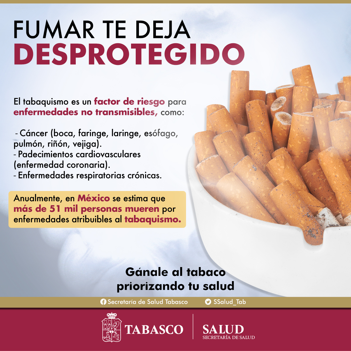 SSalud_Tab's tweet photo. No solo es un simple "Cigarrito" es más que eso, es un daño gradual a tu salud. Conoce más sobre los daños que causa el tabaquismo y los lugares dónde te pueden ayudar a dejar su consumo. 

Tu salud vale más⬇️ https://t.co/uRVvCgIq83