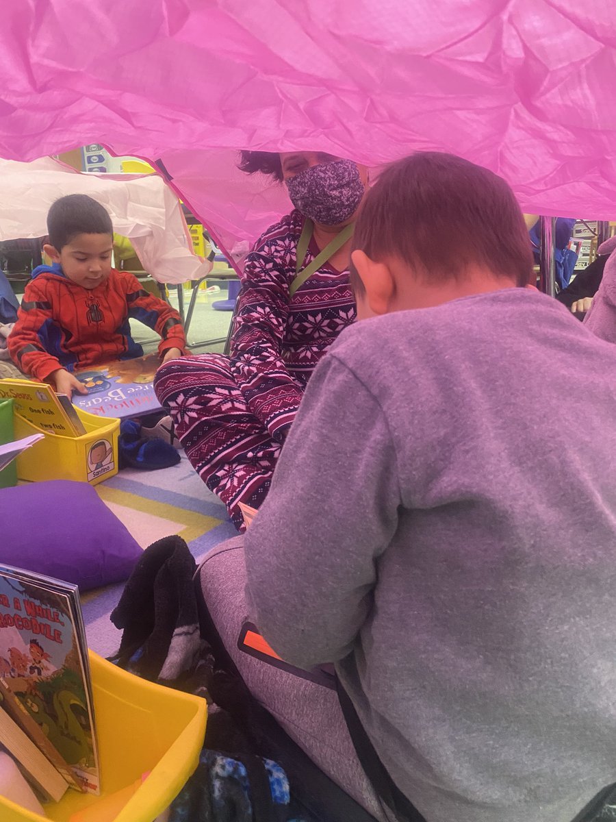 KG had the best fort day EVER! We stayed warm and cozy in our PJs and our giant fort. We loved reading books and learning together.  Thankful for two incredible teaching assistants who created this beauty! ⛺️ <a href="/GombertGators/">Gombert Elementary</a>