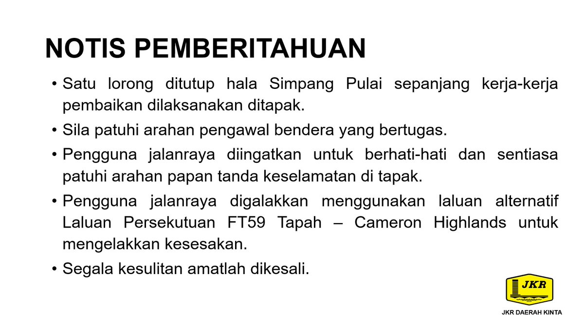 Jabatan Kerja Raya Daerah Kinta tweet media