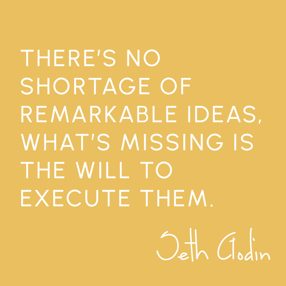 “There’s no shortage of remarkable ideas, what’s missing is the will to execute them.” – Seth Godin #quoteoftheday #business