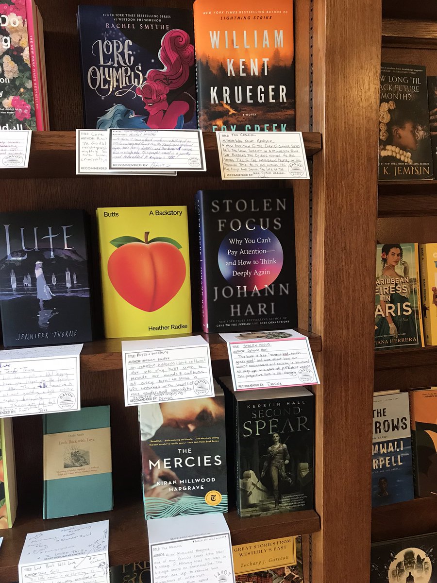 recdyourbook's tweet photo. Hi, @johannhari101! I know you’re off Twitter for now, but: congrats on Stolen Focus making the NYT bestseller list! I absolutely loved it. I have the hardcover on our staff picks shelf at Savoy Bookshop &amp; Café in Westerly, RI. https://t.co/NphirGI81r