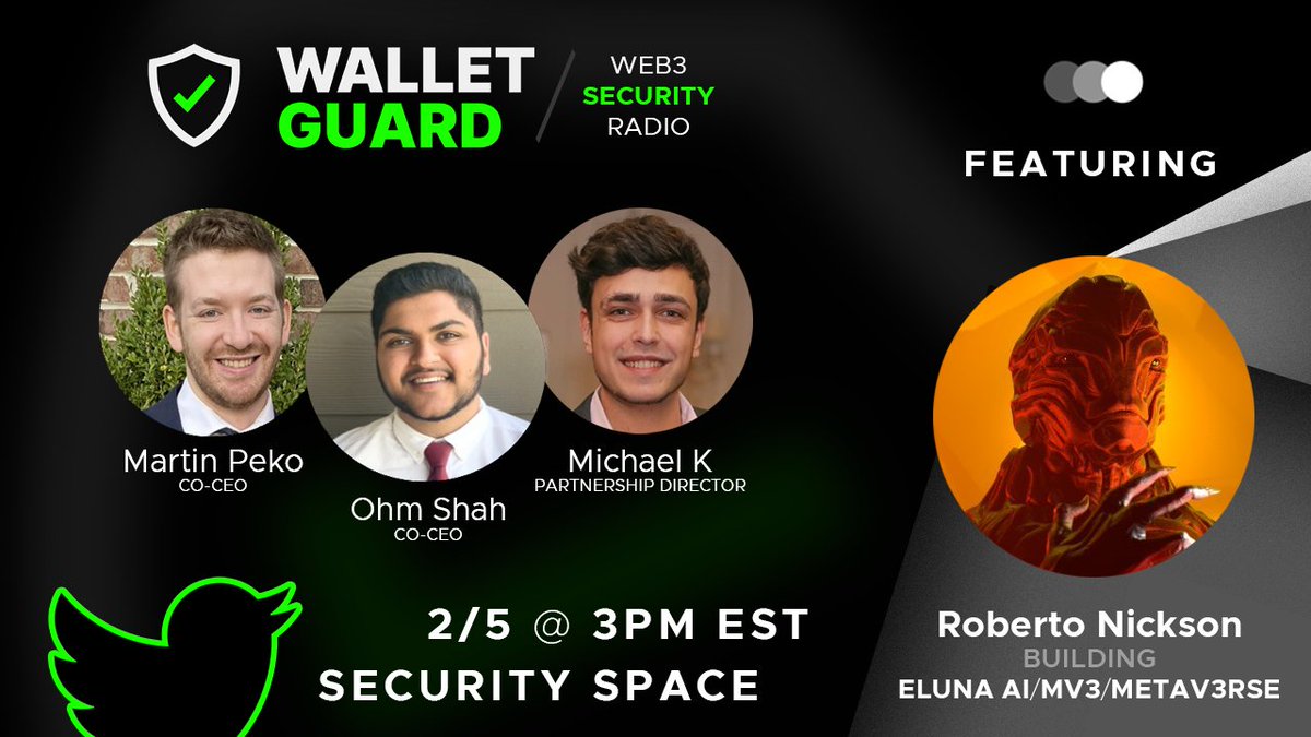 This Sunday @ 3PM EST catch us on the 30th episode of Web3 Security Radio LIVE w/ <a href="/rpnickson/">Roberto Nickson</a> founder of <a href="/themetav3rse/">Metav3rse</a>!

Topic: 📰 
How to identify a scam? 🔎 

Set your reminders now ↓ 
x.com/i/spaces/1YpKk…
