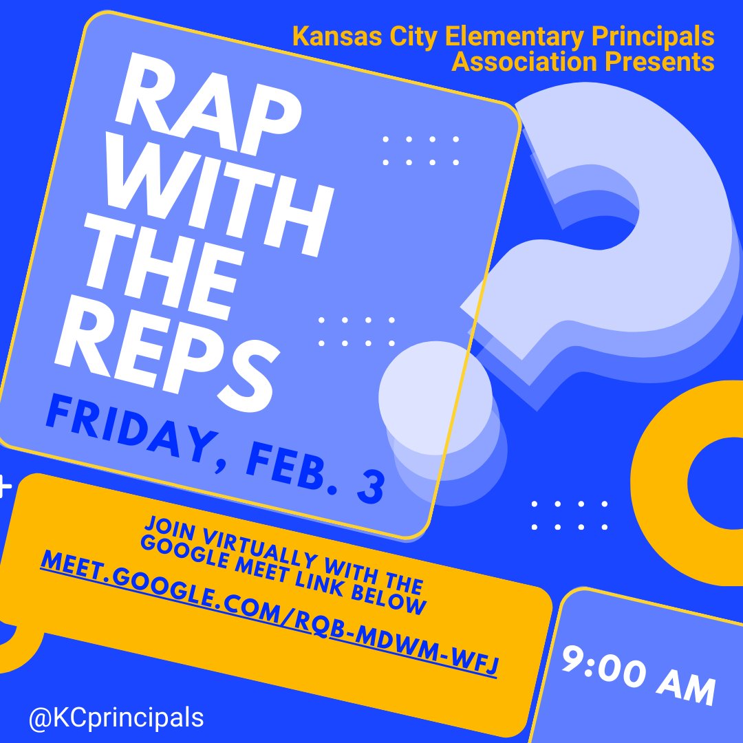 Join us on Friday at 9:00am (virtually) for our annual Rap with the Representatives! See the link below and the image below for the Google Meet link. 

meet.google.com/rqb-mdwm-wfj
