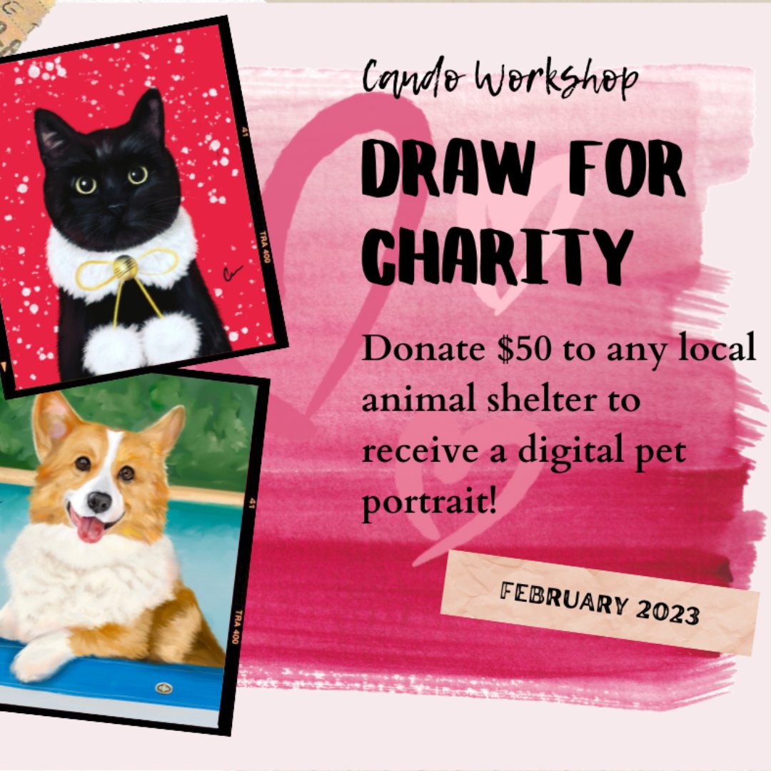 arts_newwest's tweet photo. DRAW FOR CHARITY by Can from Cando Workshop
Date of Event: Feb 1 to 28, 2023
Send the artist an official donation receipt from any local animal shelter dated Feb 2023 and a clear photo of the pet for the portrait by email.
#ArtNW #NewWest #NewWestArt #DrawForCharity https://t.co/qbTfykp01E