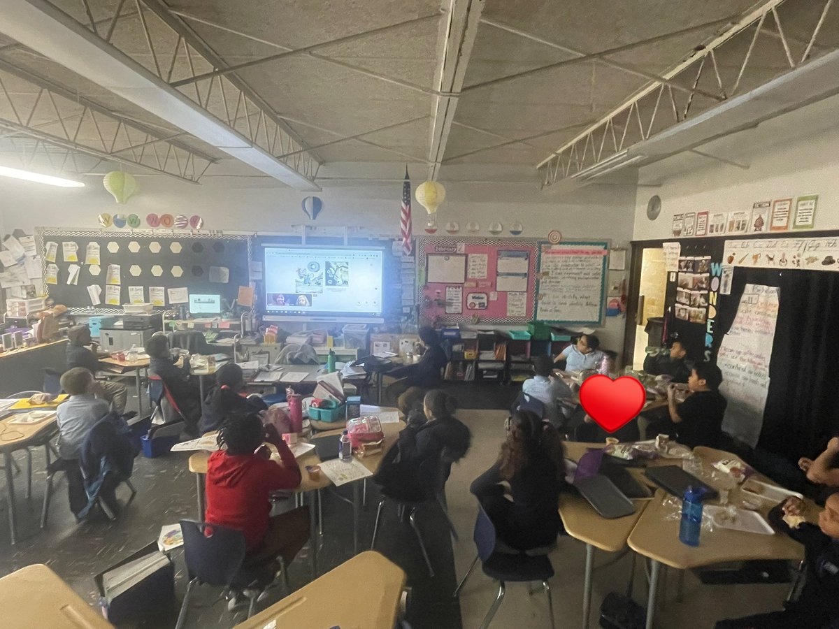 BucksElementary's tweet photo. A little lunch with a Live author read aloud to celebrate #WorldReadAloudDay2023. Thank you @storyvoicelive #read  #books #lifelongreaders #fallinlovewithreading @MariaJi52601059 @BrittanyJDunn https://t.co/aXWPpghozN