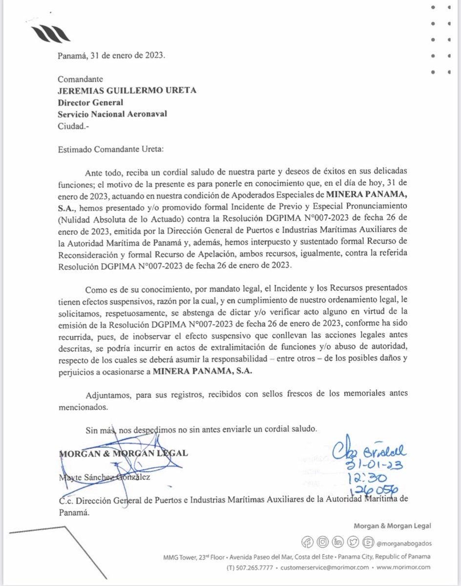 ClaridadPanama1's tweet photo. ¿Hasta cuándo?
Nada que negociar con ladrones.
Que se larguen, y mañana su junta directiva está aquí.
Finalmente el Gobierno reconoce que nunca ha tenido control de las exportaciones de FQM y suspende el puerto Punta Rincón.
Pero Morgan&amp;Morgan responden con amenazas, son mafia. https://t.co/4M9sANUJvg