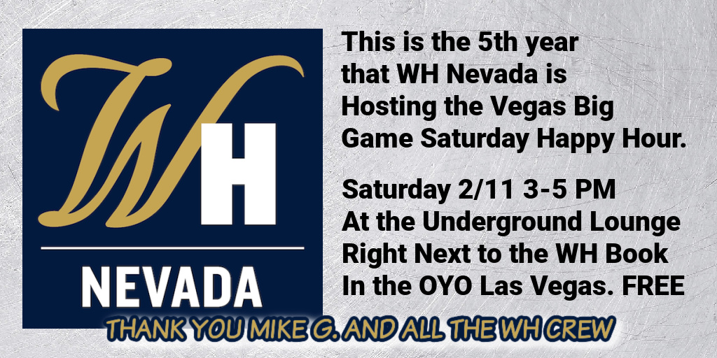 VegasBigGame's tweet photo. Join fellow VBG'ers for a Free Big Game Eve Happy Hour at the Underground Lounge at @oyolasvegas . Tons of free stuff and big giveaways. Thank you @MikeGrodsky and the @WilliamHillNV crew. The whole #VegasBigGame Group Appreciates it. https://t.co/04VilIODdI #livingthegoodlife https://t.co/wN8GU8s38x