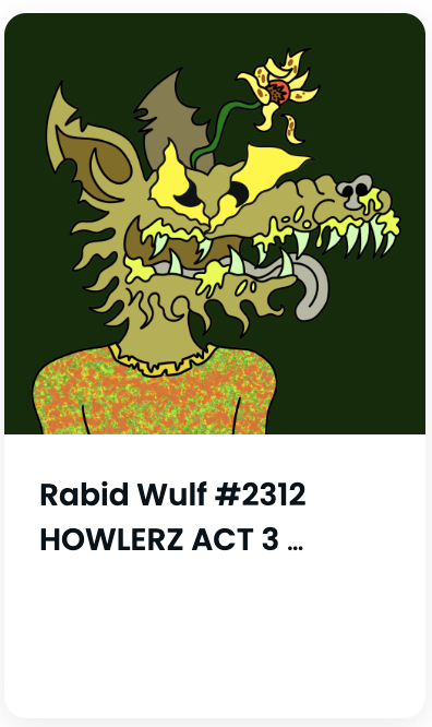 riddler_0911's tweet photo. Received Rabid Champ from @HOWLERZNFT
You made my day thank you!!!!!!
#NFTs #NFTCommunity #Giveaway #howlerz #NFTGiveaways #LFG https://t.co/PlFJ36T8YK