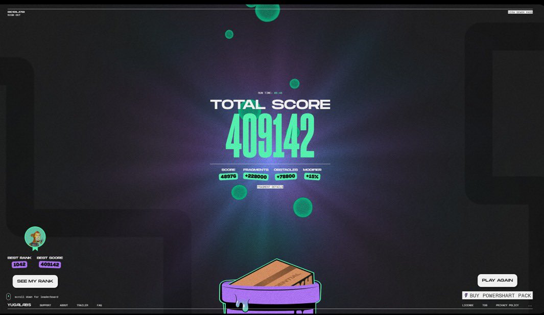 Smashed my Tier 1 pb on DooKey Dash 🥳💨 <a href="/BoredApeYC/">Bored Ape Yacht Club 🍌</a> #dookeydash