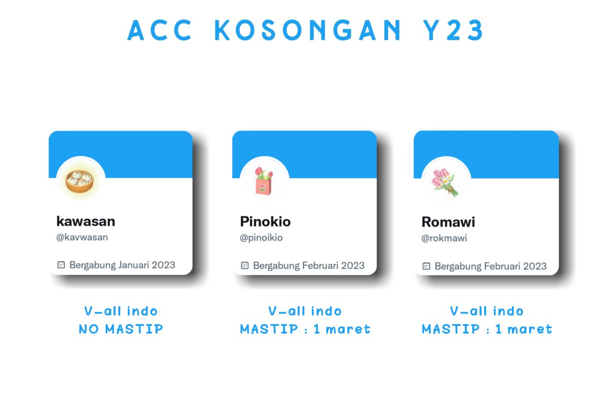 WTS ACC KOSONGAN Y23 

💰 9.5OO /each

❥  go green (–ssb habis create)
❥  belum limit 12h 
❥  ht+mt aman
❥  dapat wa ba verif
#zonauang
