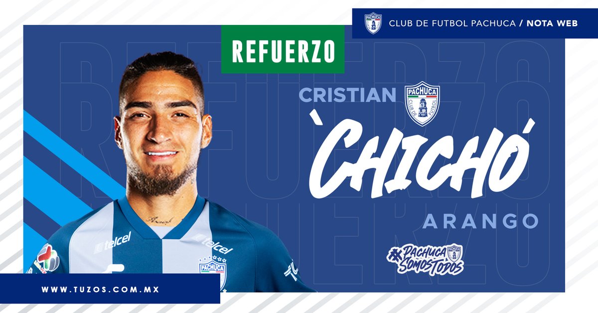 Tuzos's tweet photo. 🤜🏼 | De campeón a campeón, llegó el nuevo DC del Tuzo.

Todo lo que debes saber sobre Cristan Arango 🇨🇴 en nuestra web: https://t.co/6TownSUy0n

#AnnounceChicho #PachucaSomosTodos🤍💙 https://t.co/pONf88yPPz