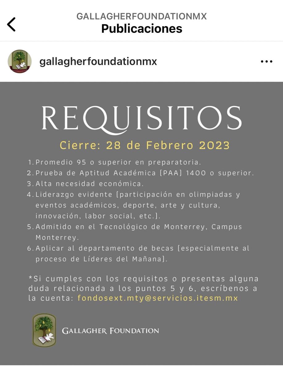 Cinthya_Cadenas's tweet photo. Oigan ayuden a que esta beca llegue a quienes lo necesitan para estudiar en el Tec de Monterrey. La fundación Gallagher cubre 100% colegiatura y manutención para que solo te preocupes en estudiar, además tiene una comunidad bien chida. https://t.co/sTQoK12wwm