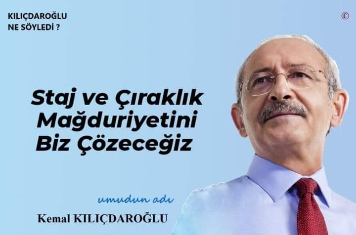 Sayın büyüğüm  aynı hassasiyeti bizler için de dile getirmenizi istiyoruz bu hak mücadelesi cocuk yasta ise başlamış fakat kısa vade diye tabir edilen bir sigorta kolundan dolayı mağdur olmuş tüm çocuklar içindir
<a href="/eczozgurozel/">Özgür Özel</a>
<a href="/veliagbaba/">Veli Ağbaba</a>
<a href="/kilicdarogluk/">Kemal Kılıçdaroğlu</a> 
#StajaAdalet
