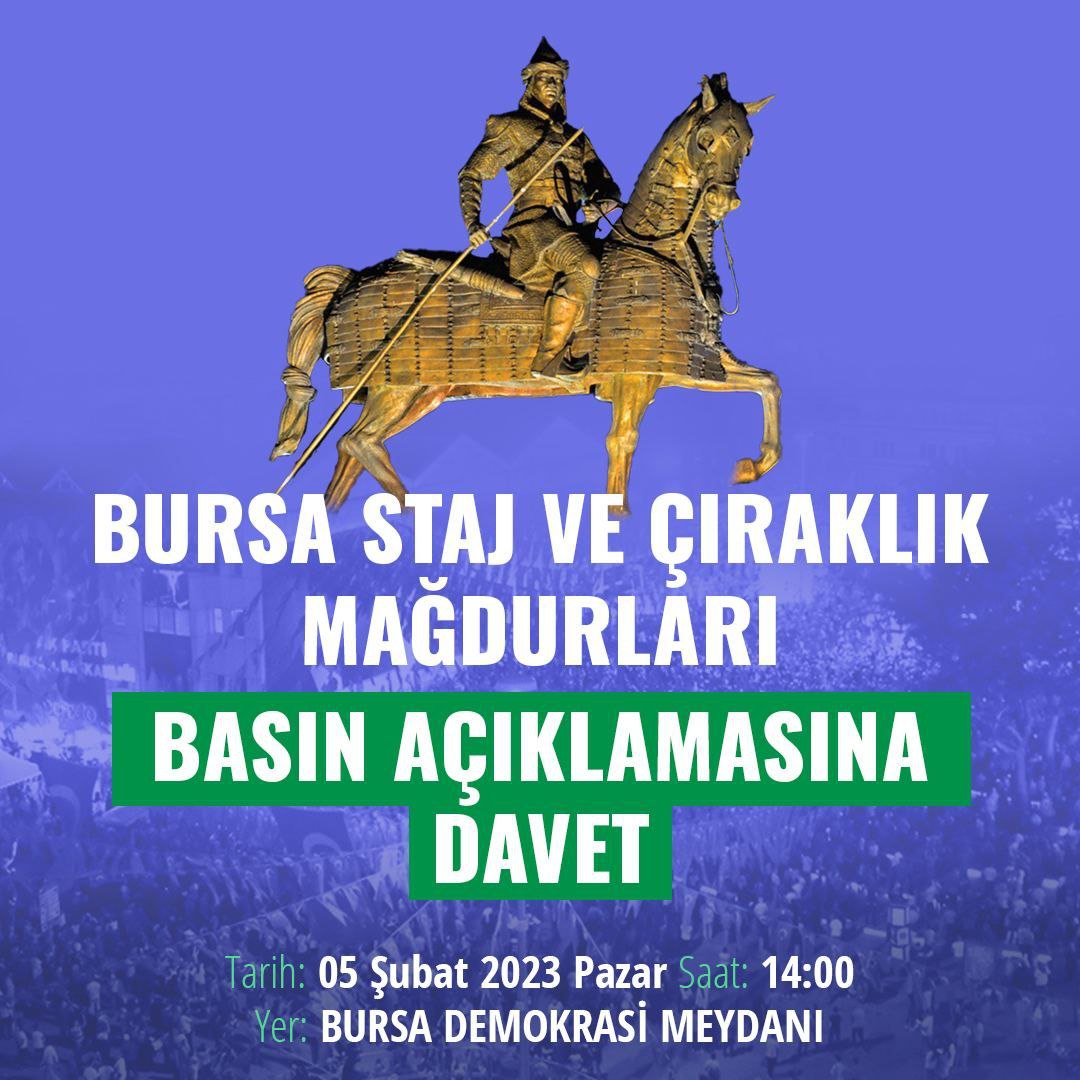 👉Staj ve Çıraklık mağduru arkadaşım.!
5 şubat pazar günü yapilacak basın açıklamasına mutlaka katil,herkesin haberi olmali Bu mesajı twitter kullanmyan bütün mağdurlara ulastir.Sen yoksan eksiğiz.

Staj Ssk Başlangıcı Olsun..
#StajaAdalet