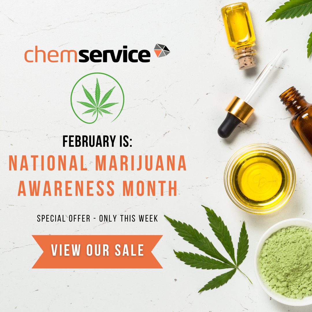 #MarijuanaAwarenessMonth 🌿 #ChemService Featured products: #CannabisTesting Standard Residual Solvent Mixtures! bit.ly/3DyqLp9

#cannabis #cannabismedicinal #cannabismedice #cannabiscommunity #medicinalchemistry  #cannabisscience #MarijuanaAwareness #marijuanatesting