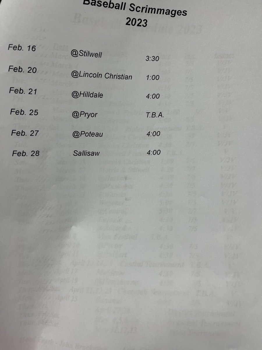 VianHSBaseball's tweet photo. Scrimmage schedule. 2 weeks away….👀👀 https://t.co/Z63rv29t1n