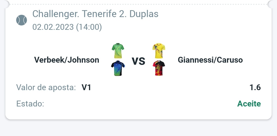 tips_lightning's tweet photo. 🎾 Verbeek/Jonhson a ganhar 

📊 Odd 1.60
💰 1 unidade https://t.co/OxA3oSO2eA