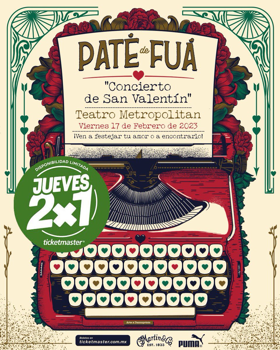 Jueves 2x1 a partir de las 12 de la noche. disponibilidad limitada. Solo en Ticketmaster.com.mx