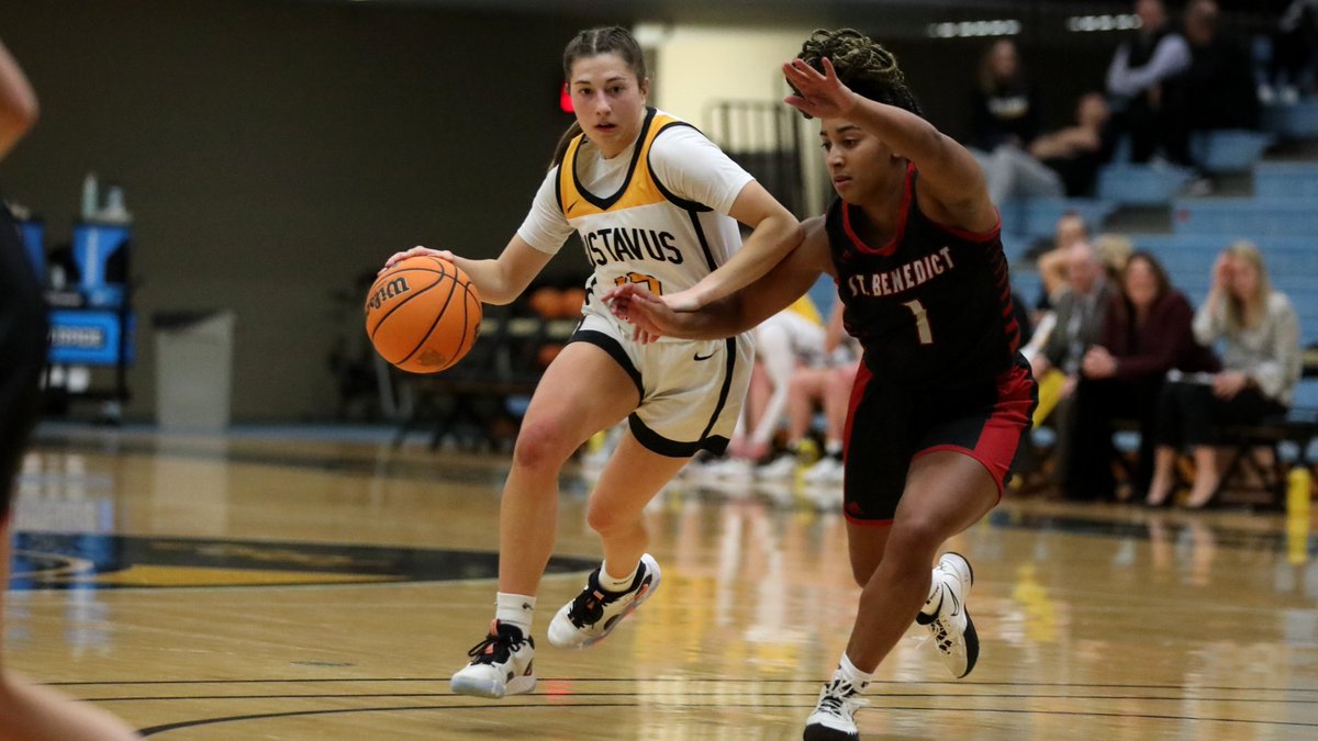 Anna Sanders and Kylie Baranick combined for 38 points as No. 22 @gustavuswbb rolled past Saint Benedict for their 10th straight win, 83-57. #GoGusties

Recap: athletics.blog.gustavus.edu/2023/02/01/ben…