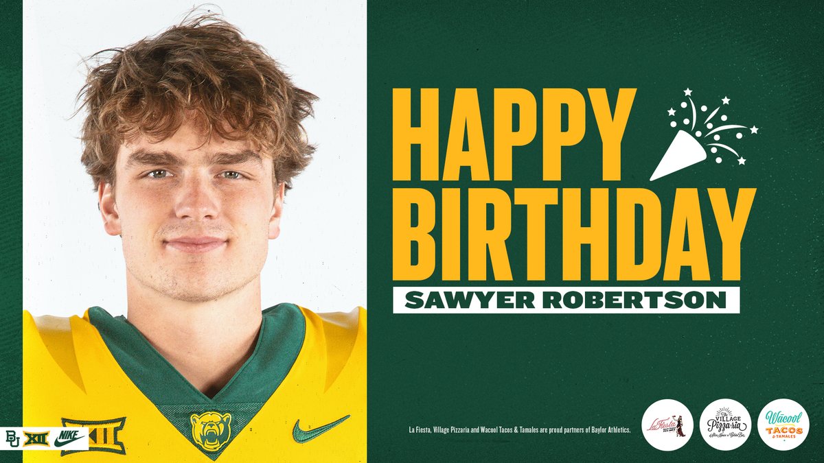 BUFootball's tweet photo. Happy Birthday, @SawRobertson12!

#SicEm | #PersonOverPlayer https://t.co/vs0jCjgI5R