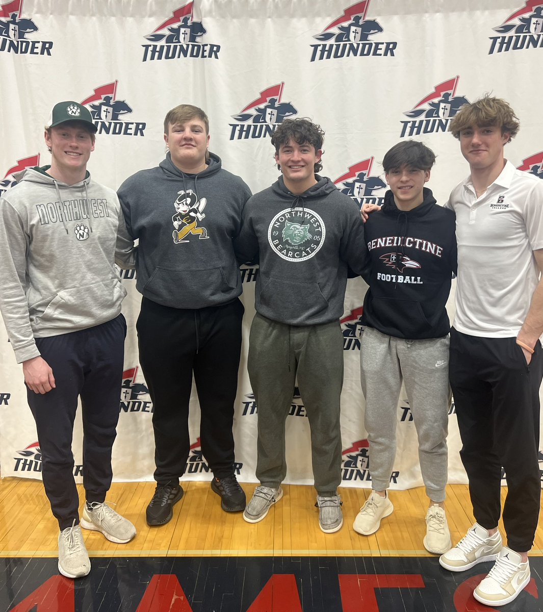 So incredibly proud of this group of young men who have decided to continue to represent <a href="/SJAFOOTBALL/">St. James Football</a> at the next level! Good luck men and may God continue to bless you on your next adventure! <a href="/SJA_Gameday/">St. James Thunder Athletics & Activities</a> <a href="/WadeSpencer75/">Wade Spencer</a> <a href="/CallahanHuston/">Callahan Huston</a> @will_golomski <a href="/john_niesen/">John Niesen</a> <a href="/joshAboone/">Josh Boone</a>