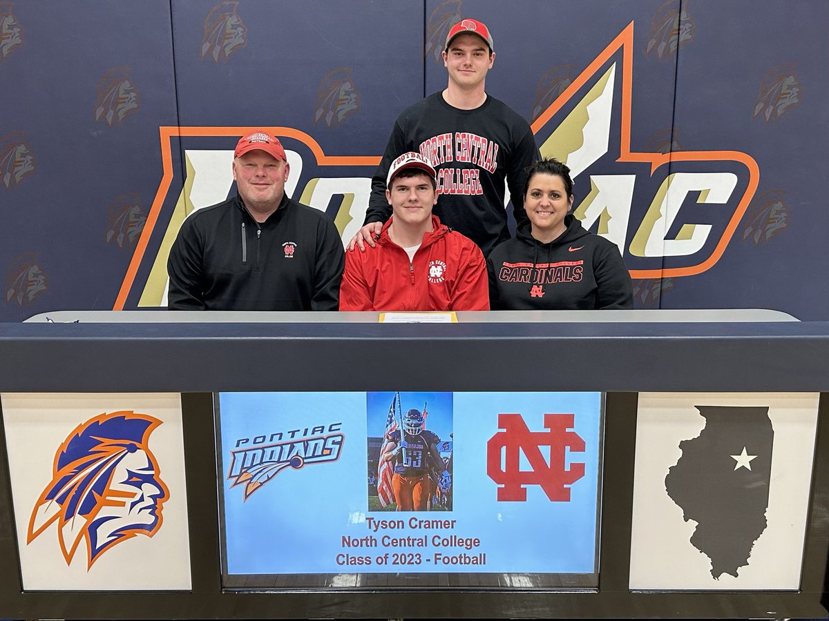 Congratulations to <a href="/cramer_tyson/">Tyson Cramer</a> on signing with <a href="/football_ncc/">NCC Football</a> <a href="/IlliniPrairie/">Illini Prairie Conference</a> <a href="/EDGYTIM/">Timothy “EDGYTIM” OHalloran</a> <a href="/FISTFootball/">FIST FootballAcademy</a> <a href="/Pg_Reinhardt/">Randy Reinhardt</a> <a href="/PTHS_Indians/">Pontiac Indians</a>