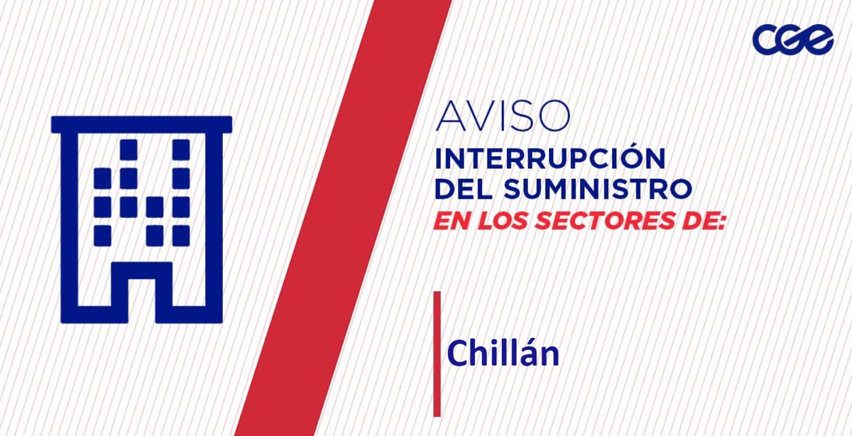 CGE_Clientes's tweet photo. Informamos a nuestros clientes de Camino Quilvo y aledaños, comuna de #Chillán, la interrupción del suministro eléctrico. Nuestro personal de emergencia ya está informado. /RT @muni_chillan https://t.co/2mhax1o5IP