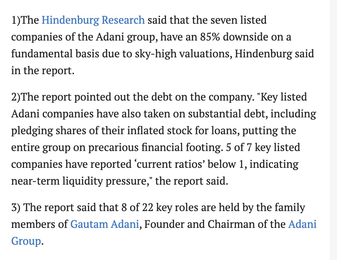 protosphinx's tweet photo. I'll get a lot of flak for this but let me ask

What Fraud did Adani commit ?

-family members board members is not fraud
-family members shareholders is not fraud
-cross shareholding is not fraud 
-CFOs changed is not fraud 
-small auditor is not fraud https://t.co/kZ58yCHUoN
