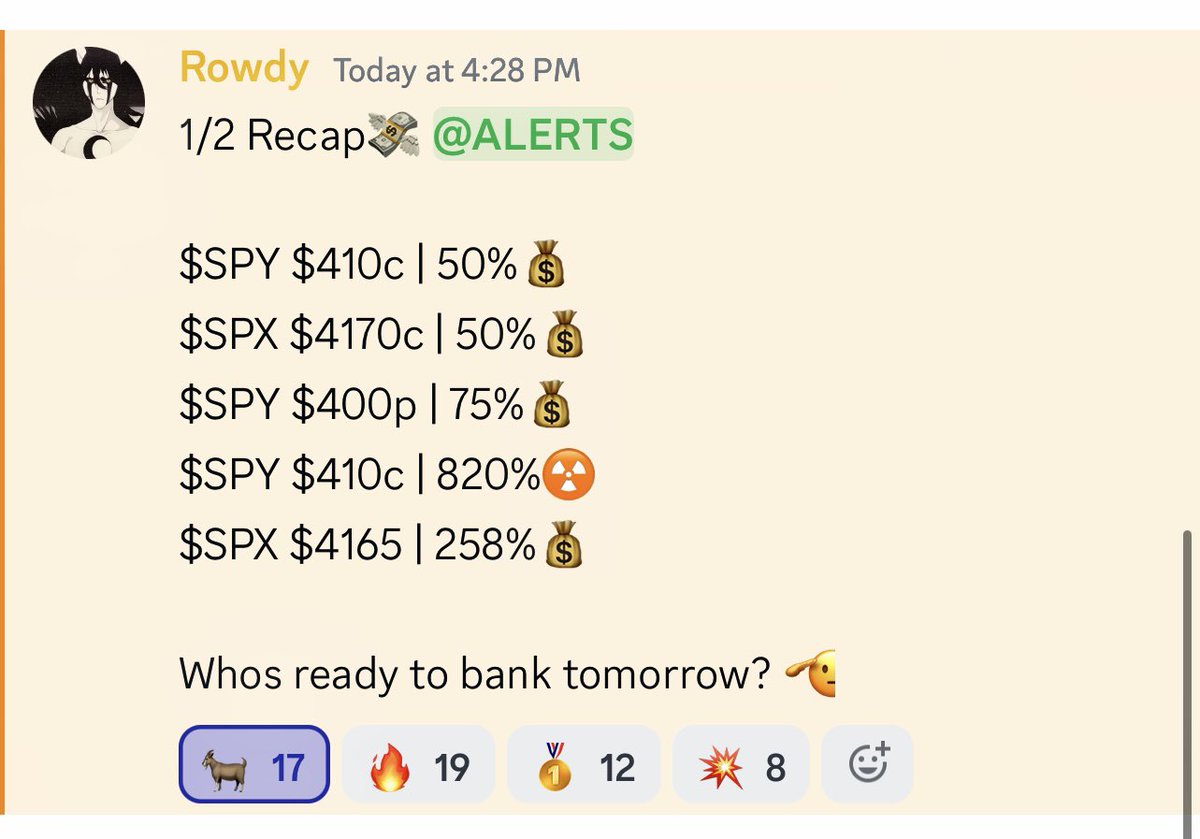 PCB_Swingtrader's tweet image. $SPY Hope everyone banked like us today I went to public school so check my math but looks like over 1200% gained on FOMC. Rowdy was totally dialed in &amp;amp; on point! We getting these bangers daily for $25 per month @rowdyondatrack  We are truly blessed to be apart of this bro 😂🔥