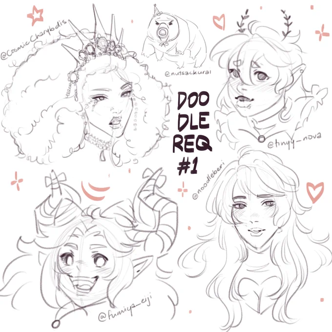 doodle reqs
@CosmicCharybdis 
@tinyy_nova 
@nutsackurai 
@Fumiya_eiji 
@noodleberi 