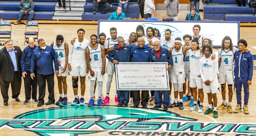 DOLPHINS SLAM DUNK SEA DEVILS. <a href="/BrunswickCC_MBB/">Brunswick Community College Men's Basketball</a> defeated <a href="/CapeFearMBB/">Cape Fear Men’s Basketball</a> tonight 95-86. At half  time of the game the BCC Dolphins Men received a $55,000 donation from a community led by Joe and Moe Stanley of Shallotte, NC.