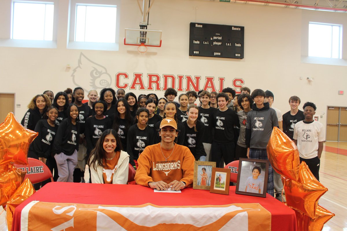 Thank you all who came out to celebrate Zain commenting to <a href="/UTAustin/">UT Austin</a>. Zain has been a big part to the program since he stepped on campus. #CardinalPride <a href="/BellaireHigh/">Bellaire High School</a> #runningcards