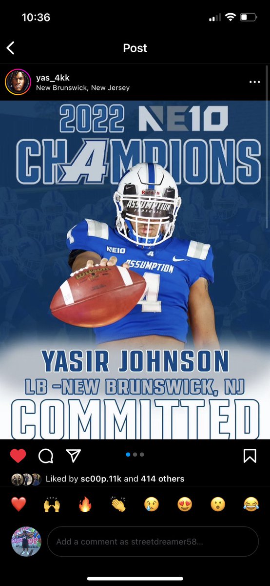 Congratulations to <a href="/YasirJohnson4/">Yasir Johnson</a> on his commitment to <a href="/AssumptionFB/">Assumption University Football</a> <a href="/nbpschools/">New Brunswick Public Schools</a> on National Signing Day. 📚 🏈 🏋🏾‍♂️👨🏾‍🎓