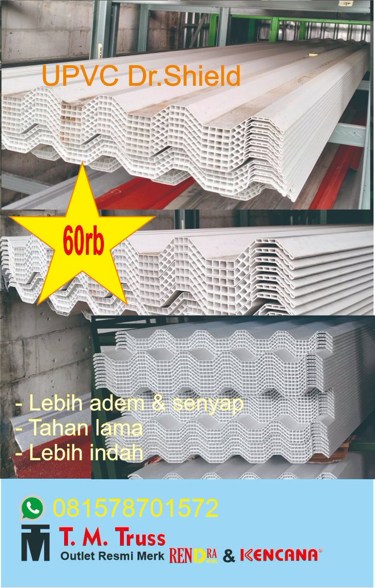 anggoro_uke's tweet photo. ATAP UPVC Dr.Shield

Single Layer 1.2mm 60rb / m
Double layer 12mm 140rb /m

Galvalum Peredam dengan tebal Plat 0.3mm, tebal peredam 4mm 77rb /m
https://t.co/uBY0SHR376

#atap #atapupvc #upvcdrshield #galvalum #galvalumperedam #galvalumberperedam https://t.co/2LhZ1fg9Up