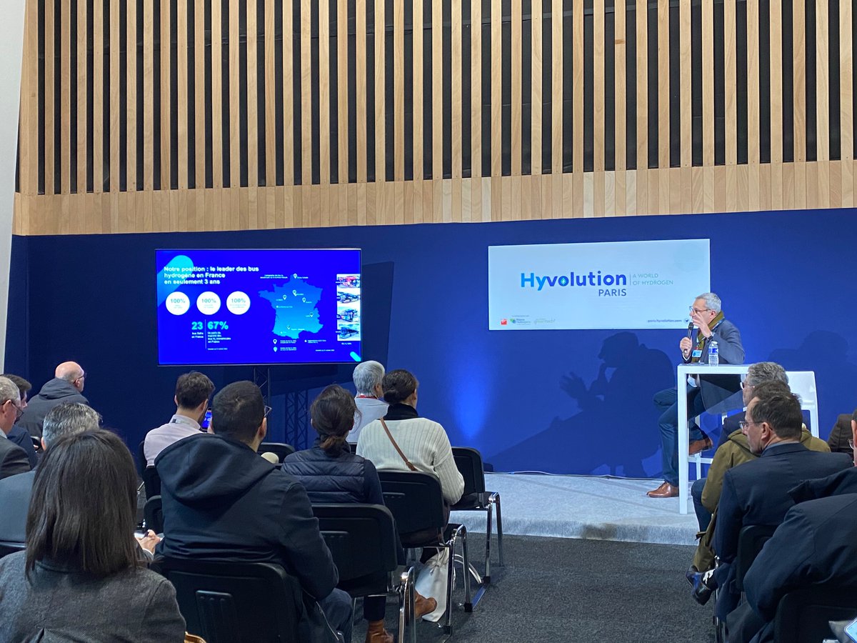 FranceHydrogene's tweet photo. #Hyvolution2023 @Safra_France, leader des bus #hydrogène en 🇫🇷 présente ses solutions de mobilité décarbonée déployées sur l’ensemble du territoire. 🚌
#H2Pack #Hycity https://t.co/qmohU51Osp