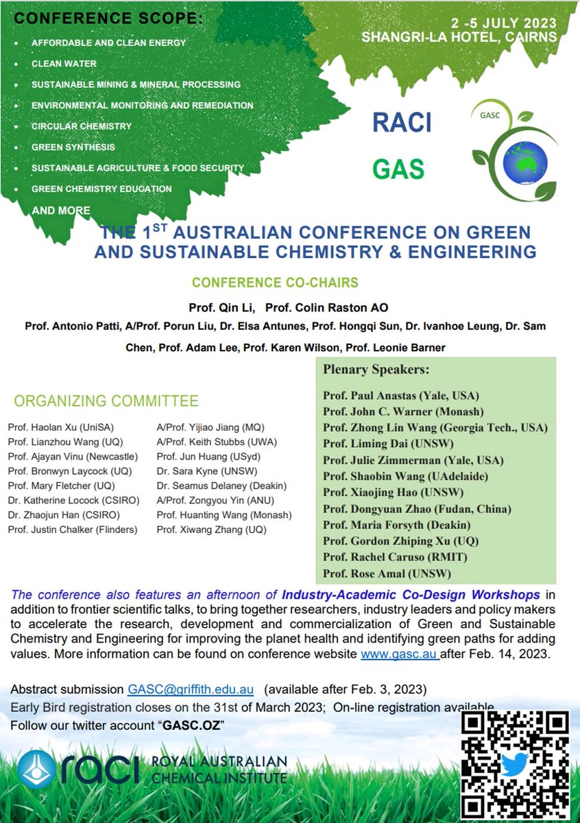 Interested in Green and Sustainable Chemistry &amp; Engineering? Then this is one conference you don't want to miss. For details 👉 gasc.au// #sustainability #chemistry #greenchemistry #sustainablechemistry