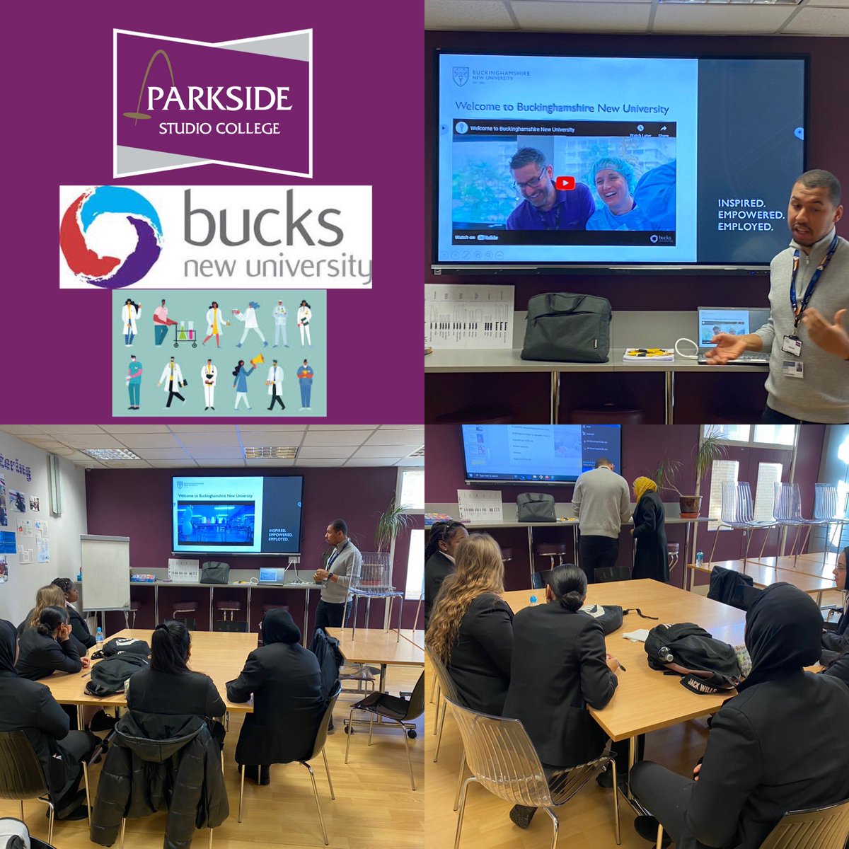Parkside_Studio's tweet image. A huge thank you to Ben from the Bucks New University Widening  Participation Team.  Ben joined Parkside today to deliver a session to the Health and Social Care students about university and career opportunities in the health and social care field.
