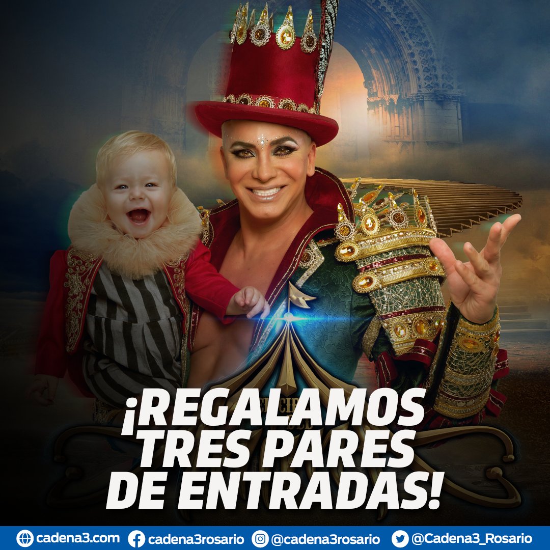 ¡REGALAMOS ENTRADAS PARA VER ANIMA EN ROSARIO! 🎉🤡
En <a href="/Cadena3_Rosario/">Cadena 3 Rosario</a> sorteamos 3 pares de entradas para ver el show de Flavio Mendoza! 🎪

¡ES FÁCIL!
- Seguinos en <a href="/Cadena3_Rosario/">Cadena 3 Rosario</a> 
- Dale RT!
- Menciona a un amigo

REGALAMOS VIERNES AL MEDIODÍA EN SIEMPRE JUNTOS 3/2  📻👆