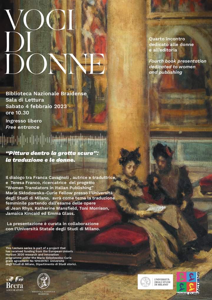 teref18's tweet photo. Sabato 4 febbraio alle 10.30 @FrancaCavagnol2 parlera' del suo lavoro di traduttrice e di alcune autrici tradotte #ToniMorrison #JeanRhys #katherineMansfield #Jamaicakincaid Ed #EmmaGlass
 Vi aspettiamo nelle splendida @Braidense https://t.co/jxIpsHwpBQ