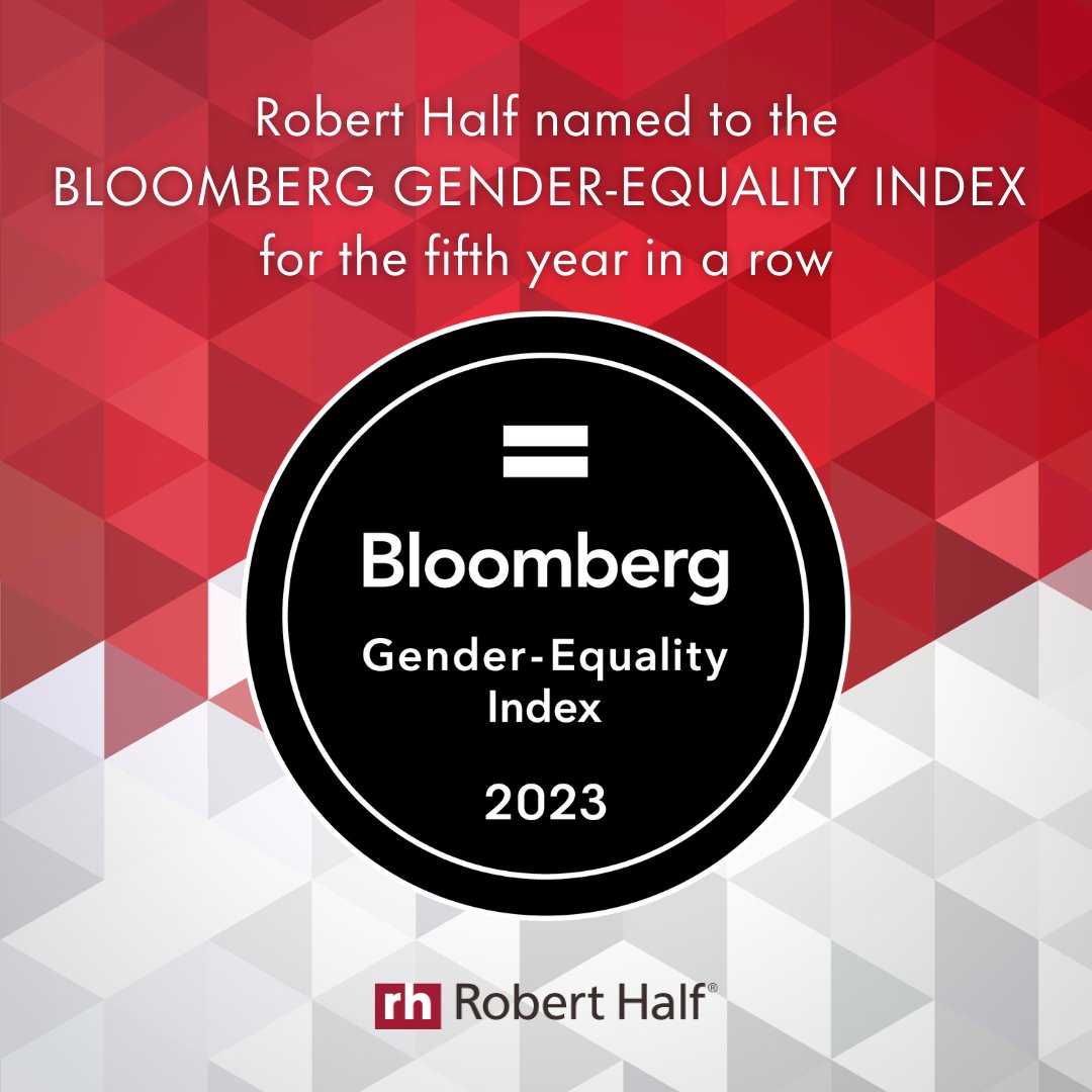 Robert Half is vereerd om voor het vijfde jaar op rij te worden opgenomen in de Bloomberg Gender-Equality Index!