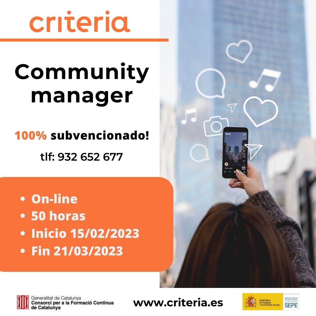 ¿Quieres convertirte en el community manager de una gran empresa? ¿quieres conocer las competencias clave que un #community tiene que alcanzar?

Entra en <a href="/Criteria_RRHH/">Criteria</a> y reserva tu plaza! hubs.ly/Q01B0LRY0

#formación #subvencionada #online #community