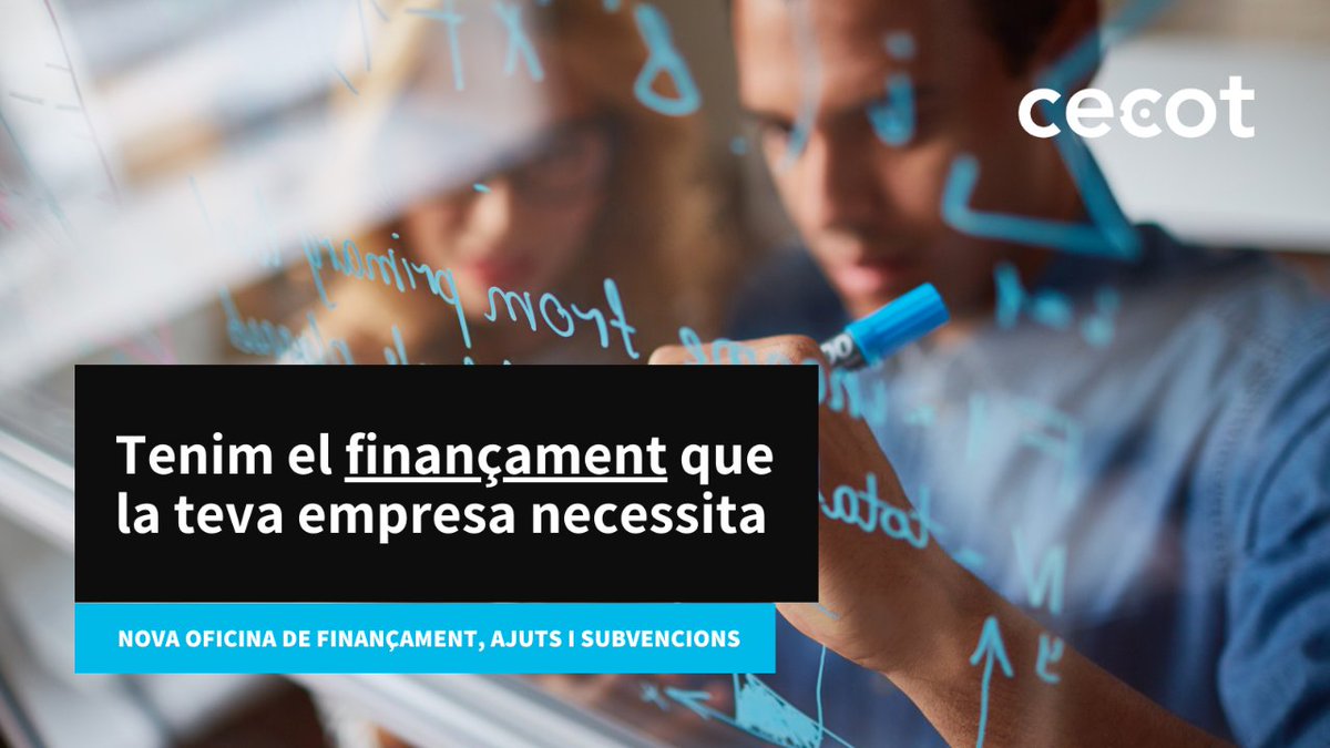 PatronalCecot's tweet photo. Hola! A la Cecot posem en marxa l'Oficina de #Finançament, Ajuts i Subvencions per ajudar a la teva #empresa a trobar el finançament que necessita per #créixer o #innovar. 

🤔Vols saber com funciona? T'ho expliquem aquí: https://t.co/bhadakcZLv https://t.co/MKQhqY8SNs