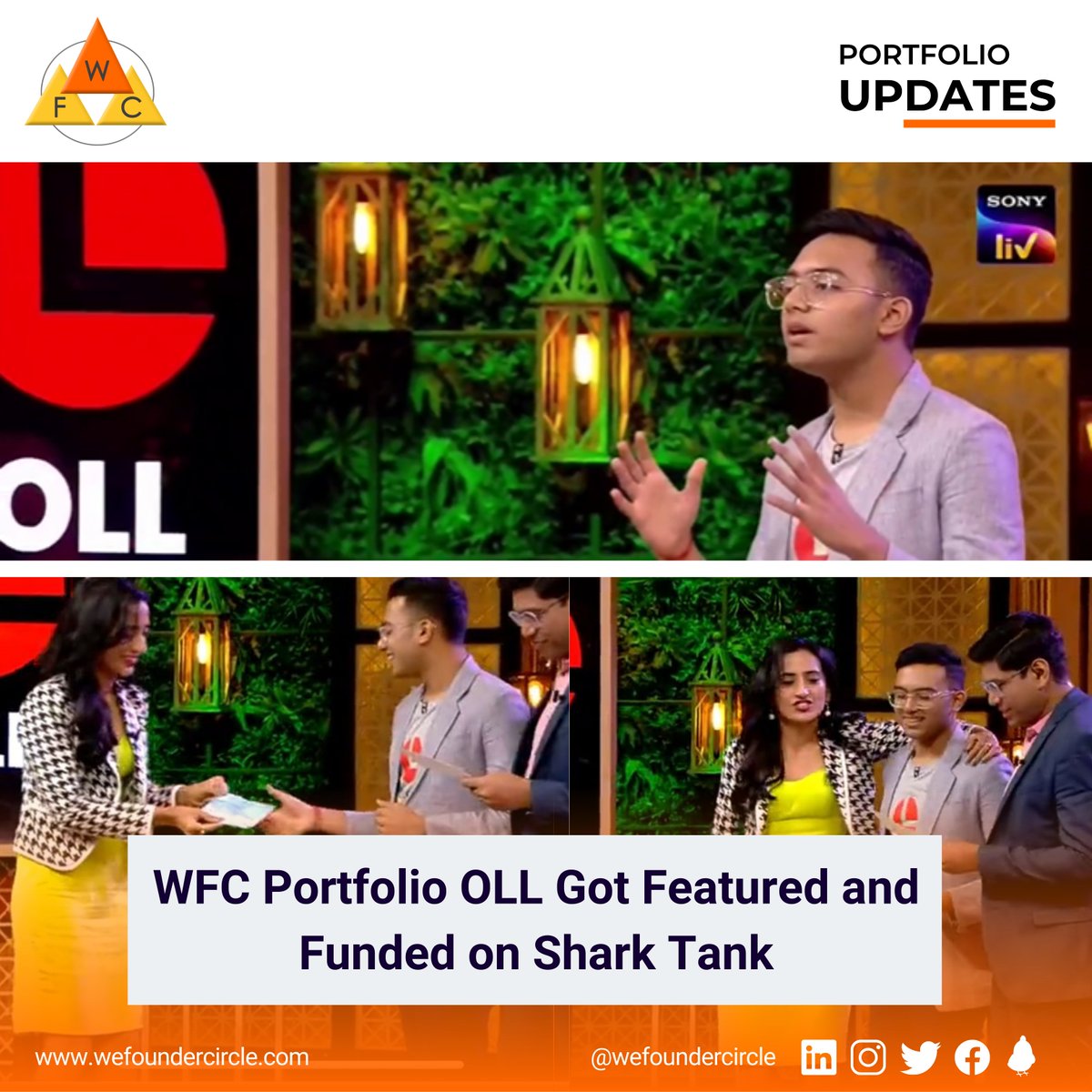 wefoundercircle's tweet photo. We Founder Circle Portfolio Founder Shreeyan Daga makes a deal on Shark Tank India
The skill development startup OLL (@Onlinelivelearn) landed a deal on Shark Tank India with Vineeta Singh and Peyush Bansal.
#WeFounderCircle #LetsBuildItTogether #WFC23 #EvolveXaccelerator https://t.co/wzzYf0H9zP