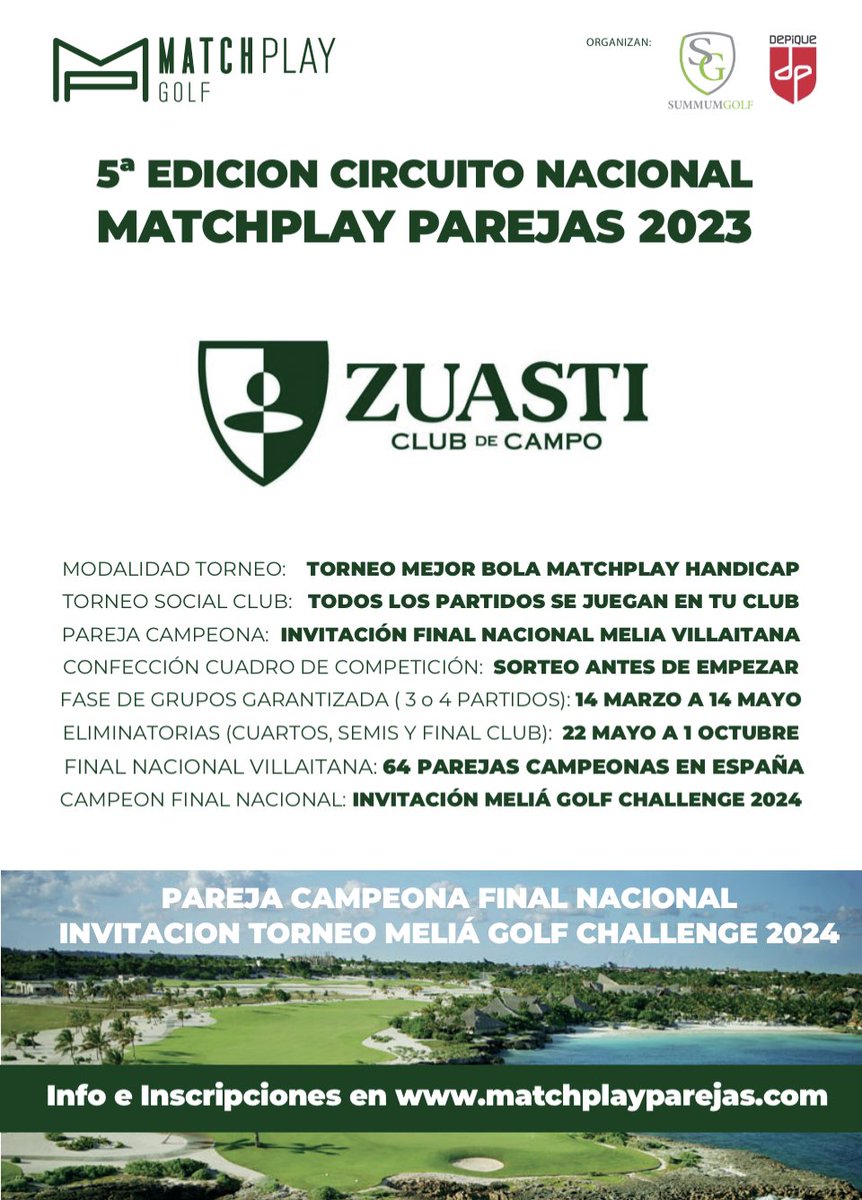 ParejasPlay's tweet photo. En #navarra tienes dos opciones para inscribirte al Circuito Nacional #matchplayparejas en #gorraiz @ZUASTI_CLUB https://t.co/jvdKIF9PKN